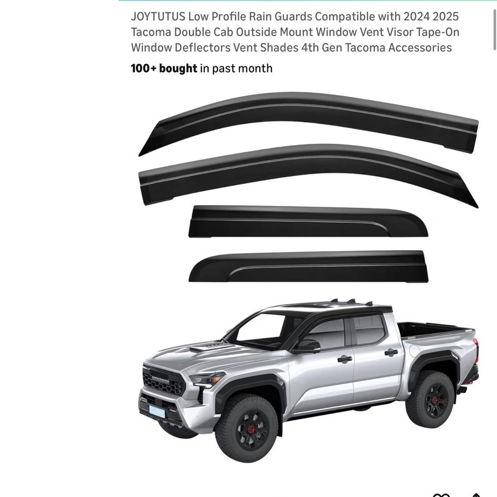 JOY-TUTUS Low Profile Rain Guards 2024-2025 Tacoma Double Cab Window Vent Visor